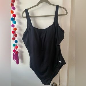 TYR solid black one piece swimsuit - size: 22